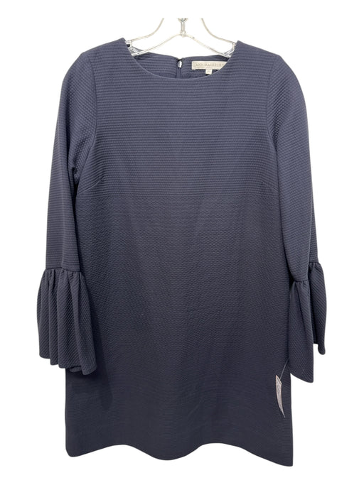 Ann Mashburn Size XS Navy Blue Cotton puckered Long Flare Sleeve Back Zip Dress Navy Blue / XS