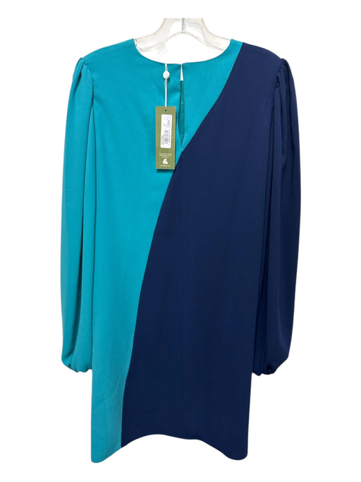 Trina Turk Size M Navy & Turquiose Recycled Polyester Long Balloon Sleeve Dress Navy & Turquiose / M