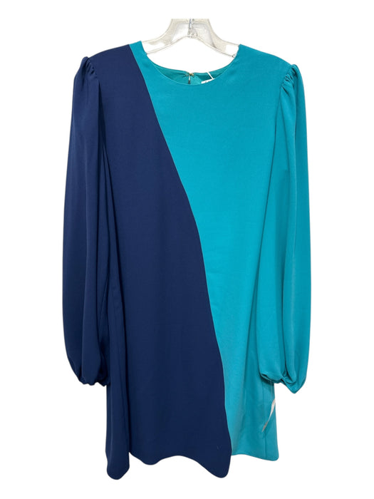 Trina Turk Size M Navy & Turquiose Recycled Polyester Long Balloon Sleeve Dress Navy & Turquiose / M