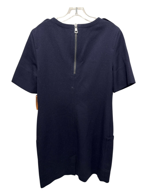 Burberry Brit Size 12 Navy Wool Blend Ribbed Short Sleeve Princess Seams Dress Navy / 12