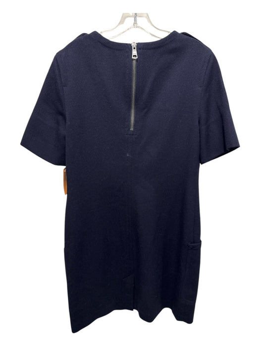 Burberry Brit Size 12 Navy Wool Blend Ribbed Short Sleeve Princess Seams Dress Navy / 12