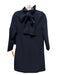 Tuckernuck Size XS Navy Polyester Blend Long Sleeve Ruffle Neckline Shift Dress Navy / XS