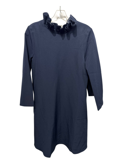 Tuckernuck Size XS Navy Polyester Blend Long Sleeve Ruffle Neckline Shift Dress Navy / XS