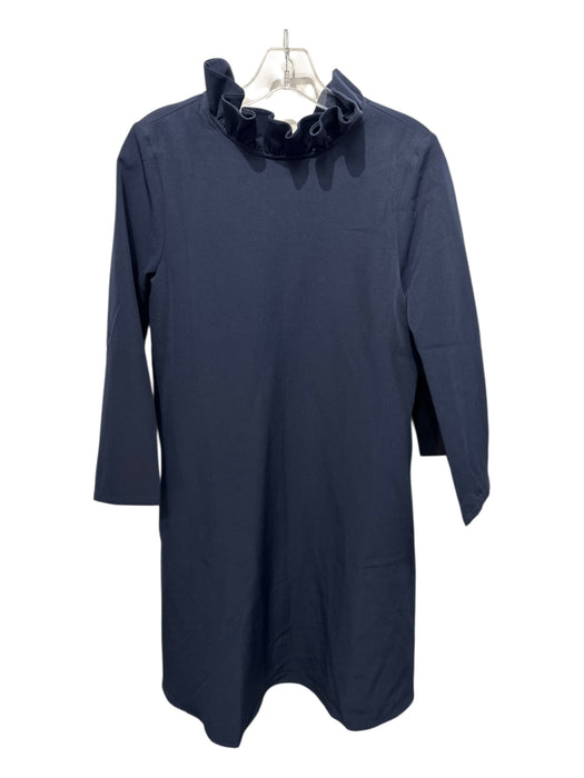 Tuckernuck Size XS Navy Polyester Blend Long Sleeve Ruffle Neckline Shift Dress Navy / XS