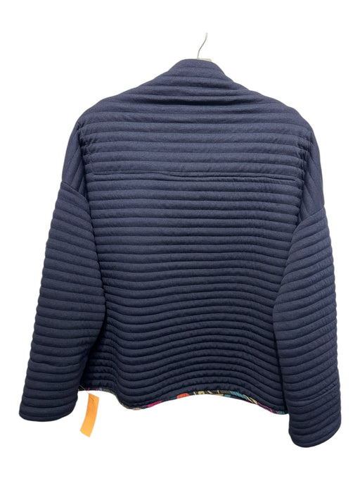 Alembika Size 2 Navy & Multi Polyester Quilted Long Sleeve Side V neck Sweater Navy & Multi / 2