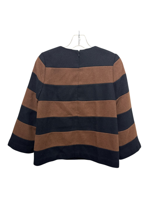 Tuckernuck Size XS Brown & Black Polyester & Wool Ribbed 3/4 Sleeve Sweater Brown & Black / XS