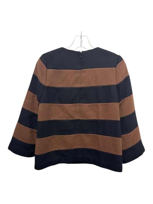 Tuckernuck Size XS Brown & Black Polyester & Wool Ribbed 3/4 Sleeve Sweater Brown & Black / XS