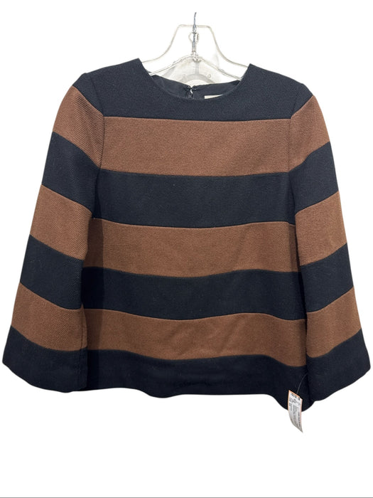 Tuckernuck Size XS Brown & Black Polyester & Wool Ribbed 3/4 Sleeve Sweater Brown & Black / XS