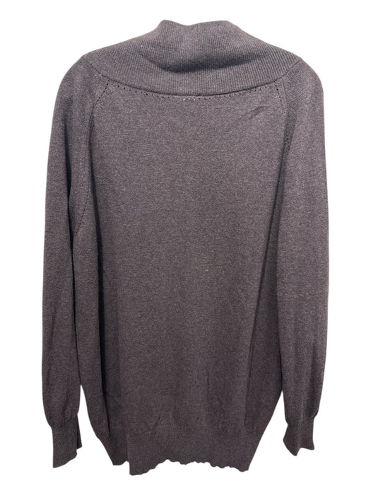 Hanro Size M Chocolate Brown Merino Wool Rib Knit Ribbed Neck Cardigan Sweater Chocolate Brown / M