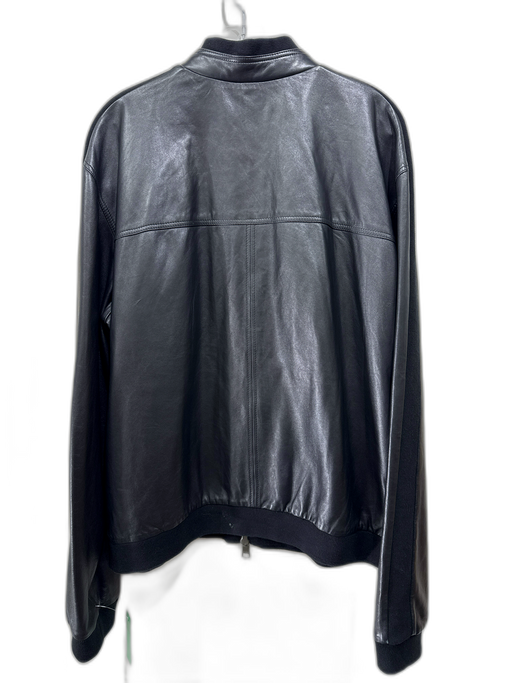 Armani Exchange Size XXL Black Leather Solid Moto Zip Up Men's Jacket Black / XXL