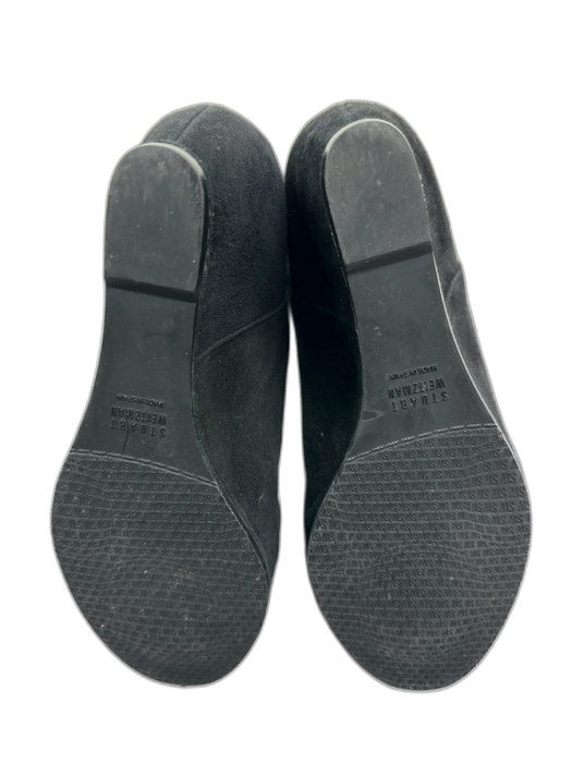 Stuart Weitzman Shoe Size 7 Black Suede Elastic Pull On Knee High Wedge Boots Black / 7