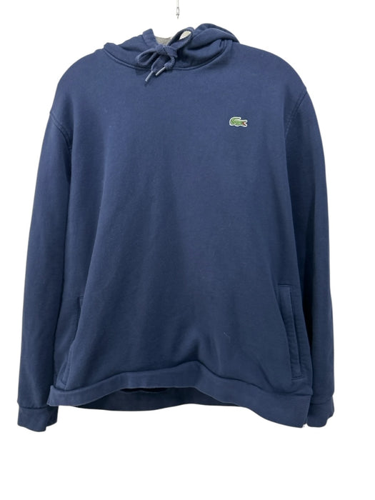 Lacoste Size 3XL Blue Cotton Blend Solid Hoodie Men's Jacket Blue / 3XL