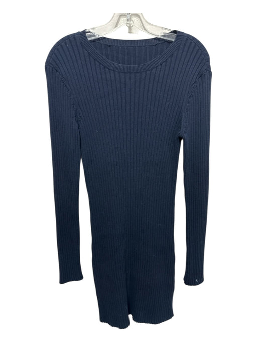 Frame Size S Navy Cotton Ribbed Long Sleeve Dress Navy / S