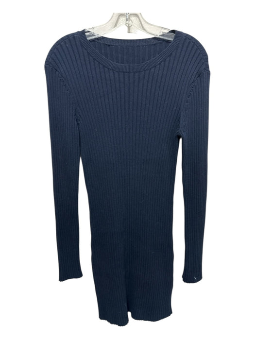 Frame Size S Navy Cotton Ribbed Long Sleeve Dress Navy / S