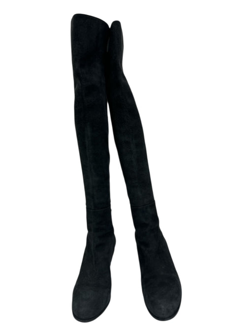 Stuart Weitzman Shoe Size 7.5 Black Suede Chelsea Wedge Over the Knee Boots Black / 7.5