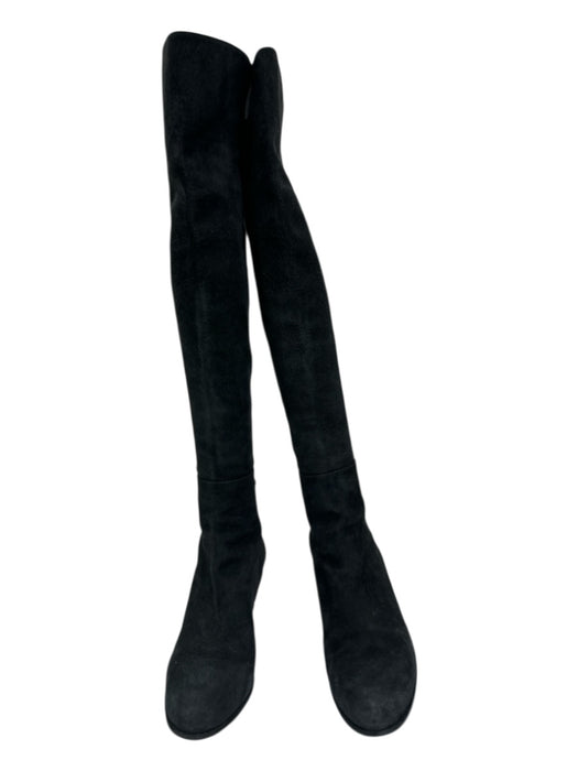 Stuart Weitzman Shoe Size 7.5 Black Suede Chelsea Wedge Over the Knee Boots Black / 7.5