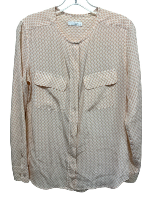 Equipment Femme Size S Light Pink & White Silk Drop Print Long Sleeve Top Light Pink & White / S