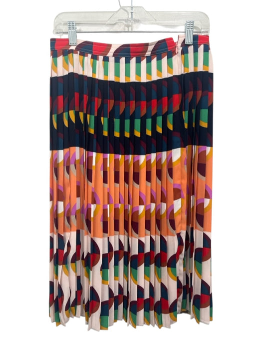J Crew 365 Size 4 Multi Polyester Geometric Pleated Back Zip Midi Skirt Multi / 4