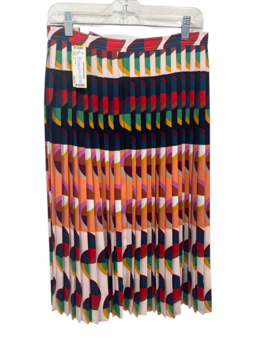 J Crew 365 Size 4 Multi Polyester Geometric Pleated Back Zip Midi Skirt Multi / 4
