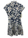 Diane Von Furstenberg Size 8 Navy Blue, White & Beige Cotton Cap Sleeve Dress Navy Blue, White & Beige / 8