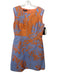 Lafayette 148 Size 10 Orange & Blue Cotton Blend Abstract Jaquard Paneled Dress Orange & Blue / 10
