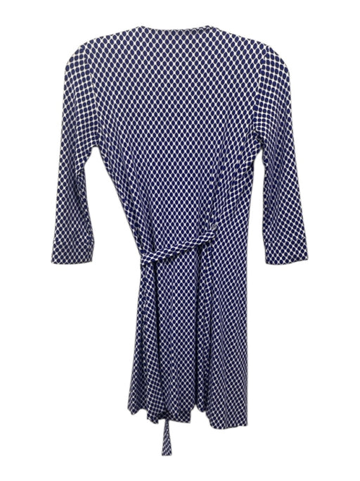 Diane Von Furstenberg Size 0 Indigo Blue & White Viscose Blend Geometric Jacket Indigo Blue & White / 0