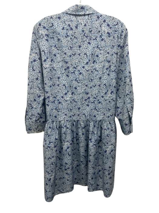 Tuckernuck Size M Mixed Blues Polyester Floral Long Sleeve Collared Dress Mixed Blues / M