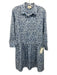 Tuckernuck Size M Mixed Blues Polyester Floral Long Sleeve Collared Dress Mixed Blues / M