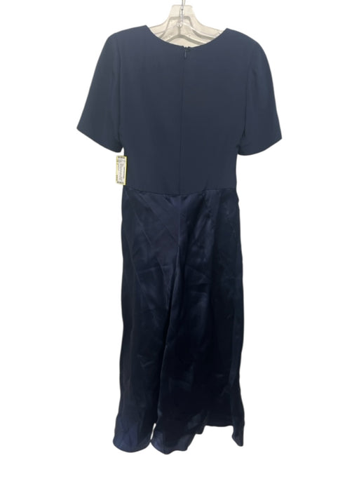Carolina Herrera Size 8 Navy Blue Silk Short Sleeve Shoulder Pads Dress Navy Blue / 8
