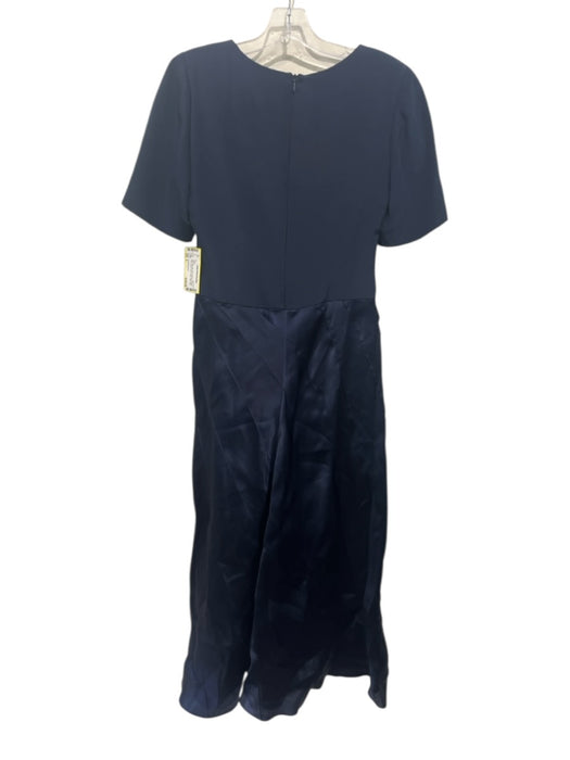 Carolina Herrera Size 8 Navy Blue Silk Short Sleeve Shoulder Pads Dress Navy Blue / 8