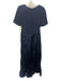 Carolina Herrera Size 8 Navy Blue Silk Short Sleeve Shoulder Pads Dress Navy Blue / 8