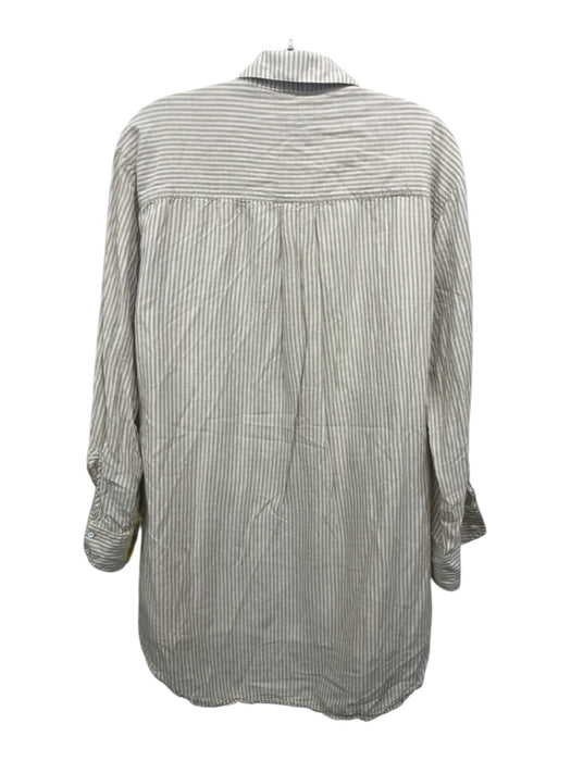 Rag & Bone Size M White & Beige Modal Blend Striped Long Sleeve Button Up Dress White & Beige / M