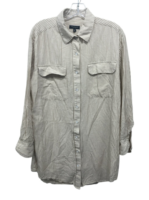 Rag & Bone Size M White & Beige Modal Blend Striped Long Sleeve Button Up Dress White & Beige / M
