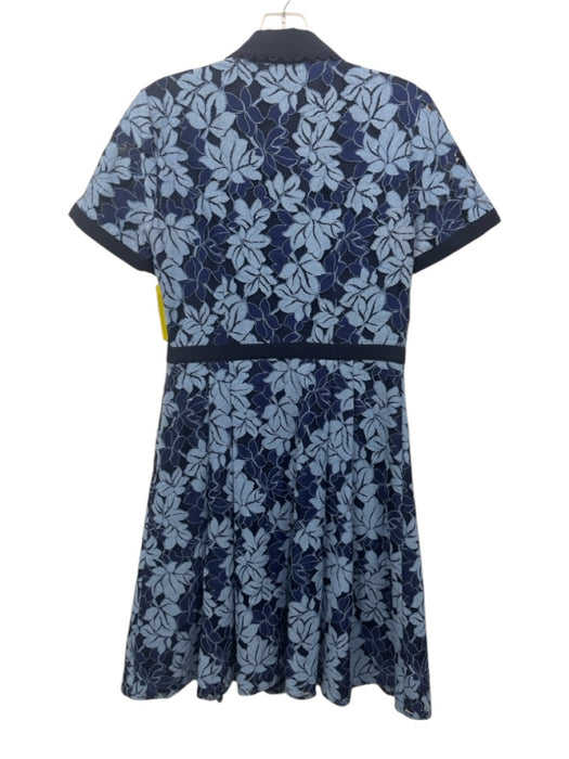 Draper James Size 4 Mixed Blues Cotton Blend Floral Lace Overlay Collared Dress Mixed Blues / 4