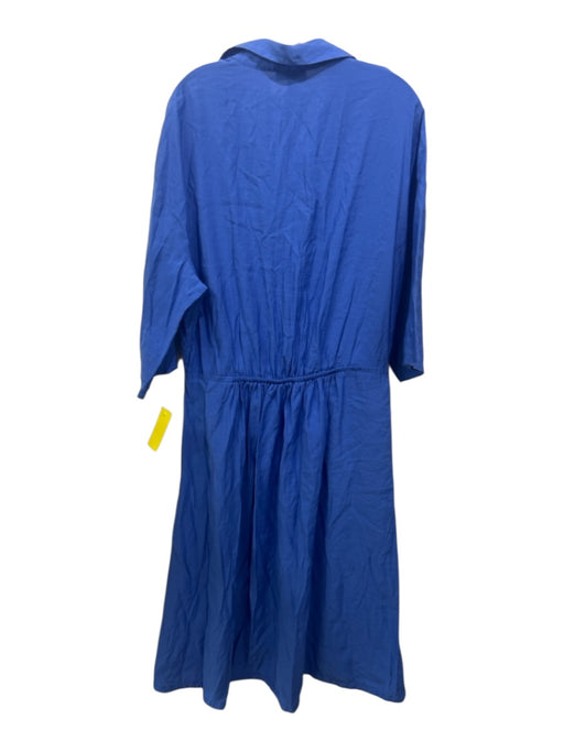 COS Size 12 Blue Modal Blend 3/4 Sleeve Collared 1/2 Button Front Dress Blue / 12