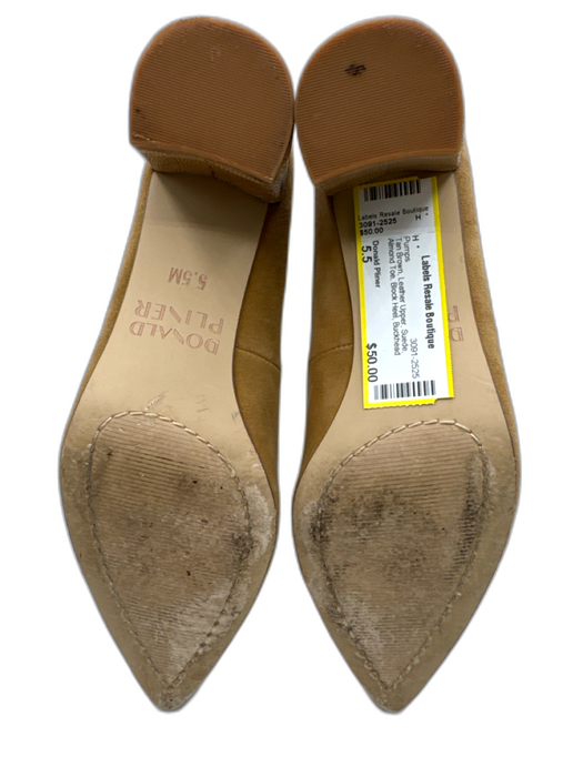 Donald Pliner Shoe Size 5.5 Tan Brown Leather Upper Suede Almond Toe Pumps Tan Brown / 5.5