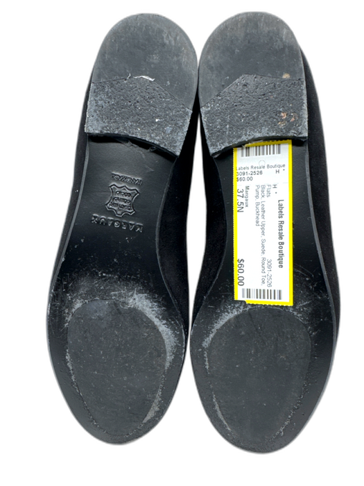 Margaux Shoe Size 37.5N Black Leather Upper Suede Round Toe Pump Flats Black / 37.5N