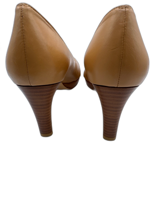 Stuart Weitzman Shoe Size 10 Beige Brown Leather Upper Peep Toe Platform Pumps Beige Brown / 10