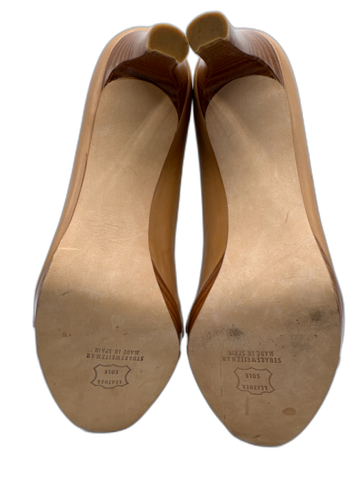 Stuart Weitzman Shoe Size 10 Beige Brown Leather Upper Peep Toe Platform Pumps Beige Brown / 10
