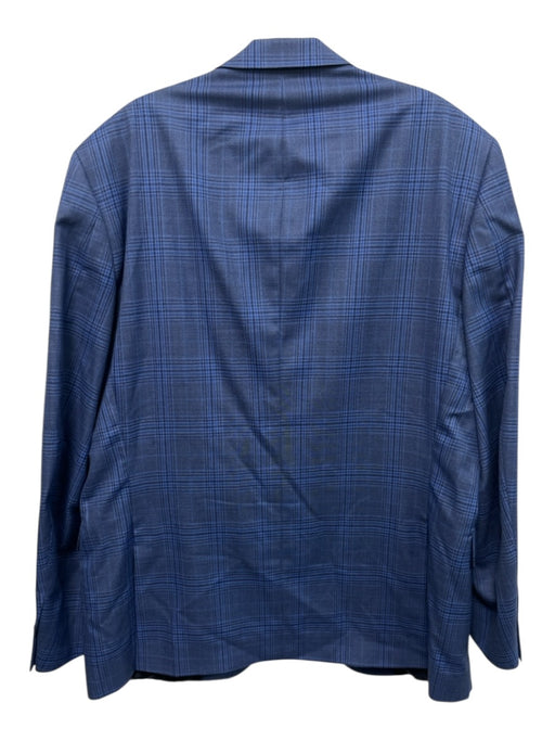 Peter Millar Navy Blue & Blue Wool Plaid 2 Button Men's Blazer Navy Blue & Blue / 44r