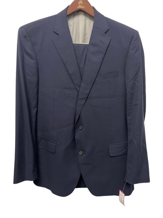 Samuelson Navy Blue Wool Solid 2 Button Men's Suit Navy Blue / 44