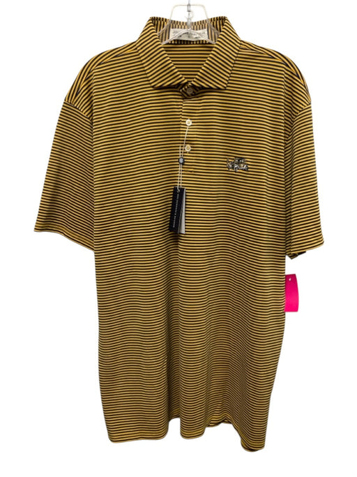 Holderness & Bourne NWT Size XL Yellow & Blue Polyester Striped Short Sleeve Yellow & Blue / XL