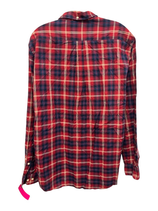 Barbour Size L Red, White & Blue Cotton Plaid Button up Men's Long Sleeve Shirt Red, White & Blue / L