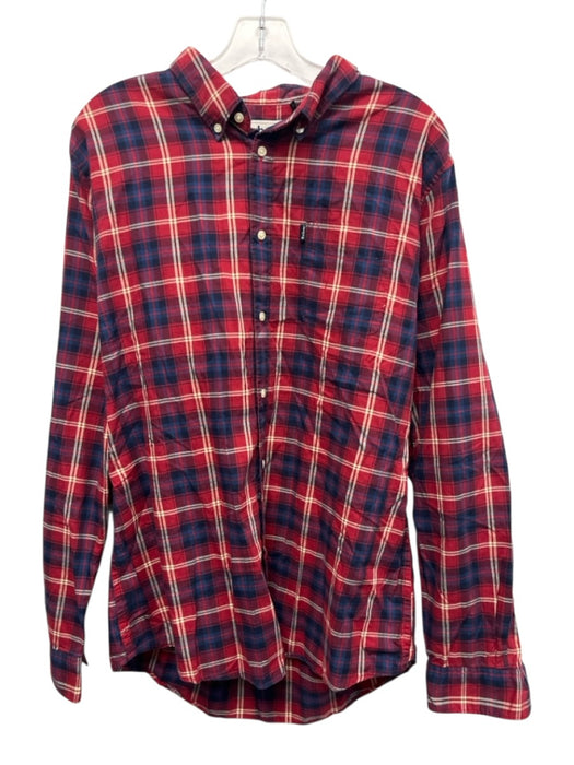 Barbour Size L Red, White & Blue Cotton Plaid Button up Men's Long Sleeve Shirt Red, White & Blue / L