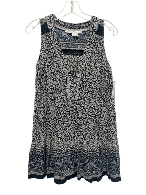Veronica Beard Size S Black, Blue, White Cotton Floral Sleeveless Dress Black, Blue, White / S