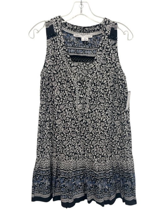 Veronica Beard Size S Black, Blue, White Cotton Floral Sleeveless Dress Black, Blue, White / S