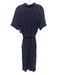 Lafayette 148 Size L Navy Blue, Pink, Orange Silk Squiggles Short Sleeve Dress Navy Blue, Pink, Orange / L
