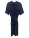 Lafayette 148 Size L Navy Blue, Pink, Orange Silk Squiggles Short Sleeve Dress Navy Blue, Pink, Orange / L