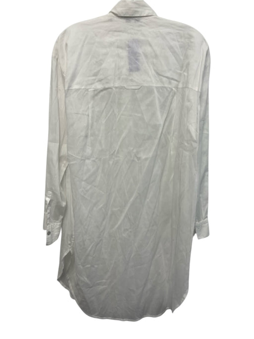 Vince Size S White Cotton Long Sleeve Button Down Collar Shirt Dress Dress White / S