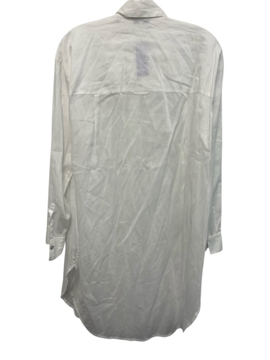 Vince Size S White Cotton Long Sleeve Button Down Collar Shirt Dress Dress White / S